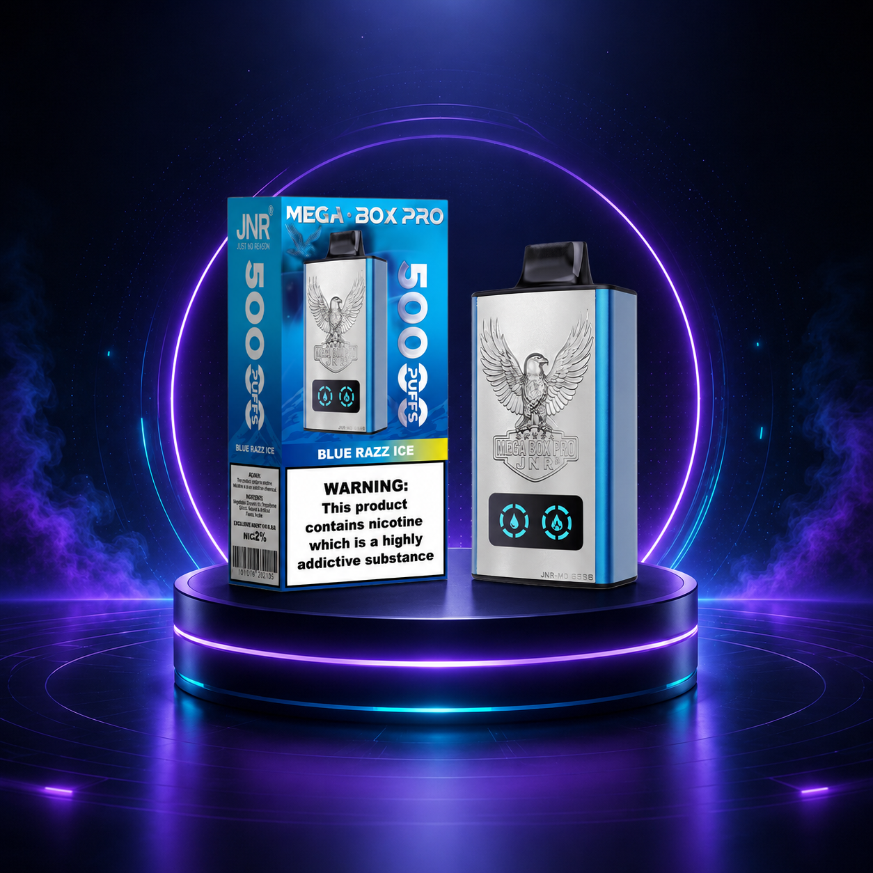 JNR Mega Box Pro 50K mit Geschmack Blue Razz Ice